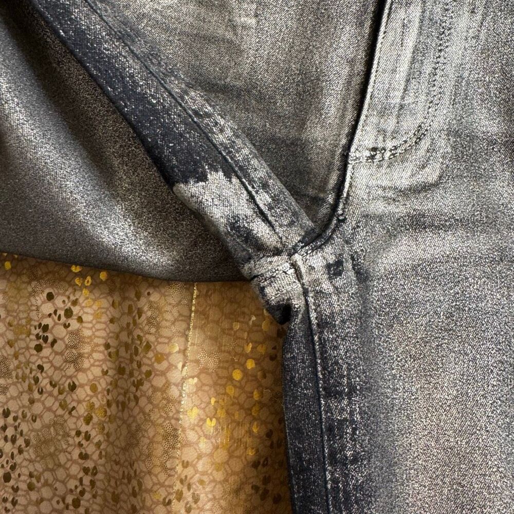 Juicy Couture Silver Metallic Coated Stretch Skinny Jeans Size 30 - Picture 8 of 12